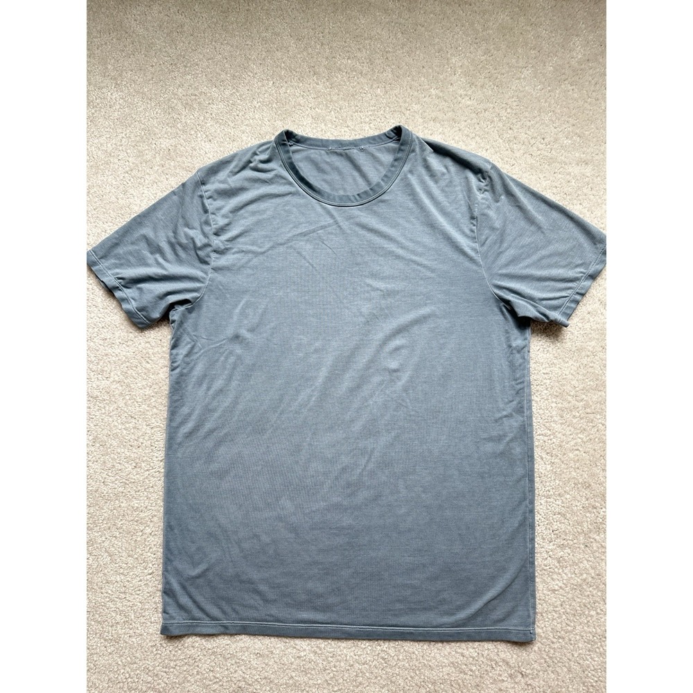 Lululemon Men's Fundamental T-Shirt Short Sleeve Blue Gray Performance Tee Large